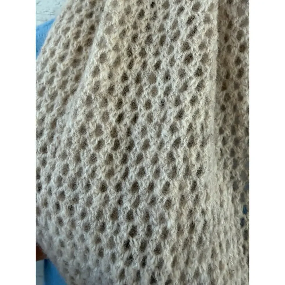 Phenix 100% Cashmere Knit Infinity Scarf Oatmeal Beige Luxury Soft Scarf